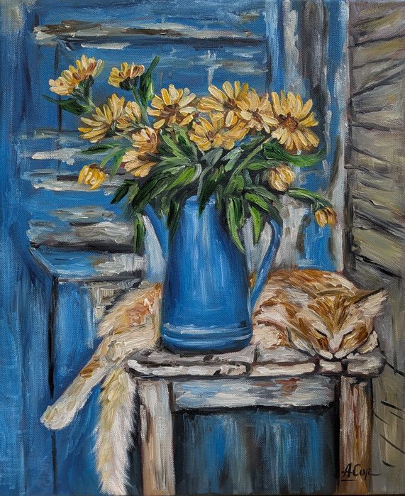 Quadro pintado á óleo sobre tela, 46x38 cm