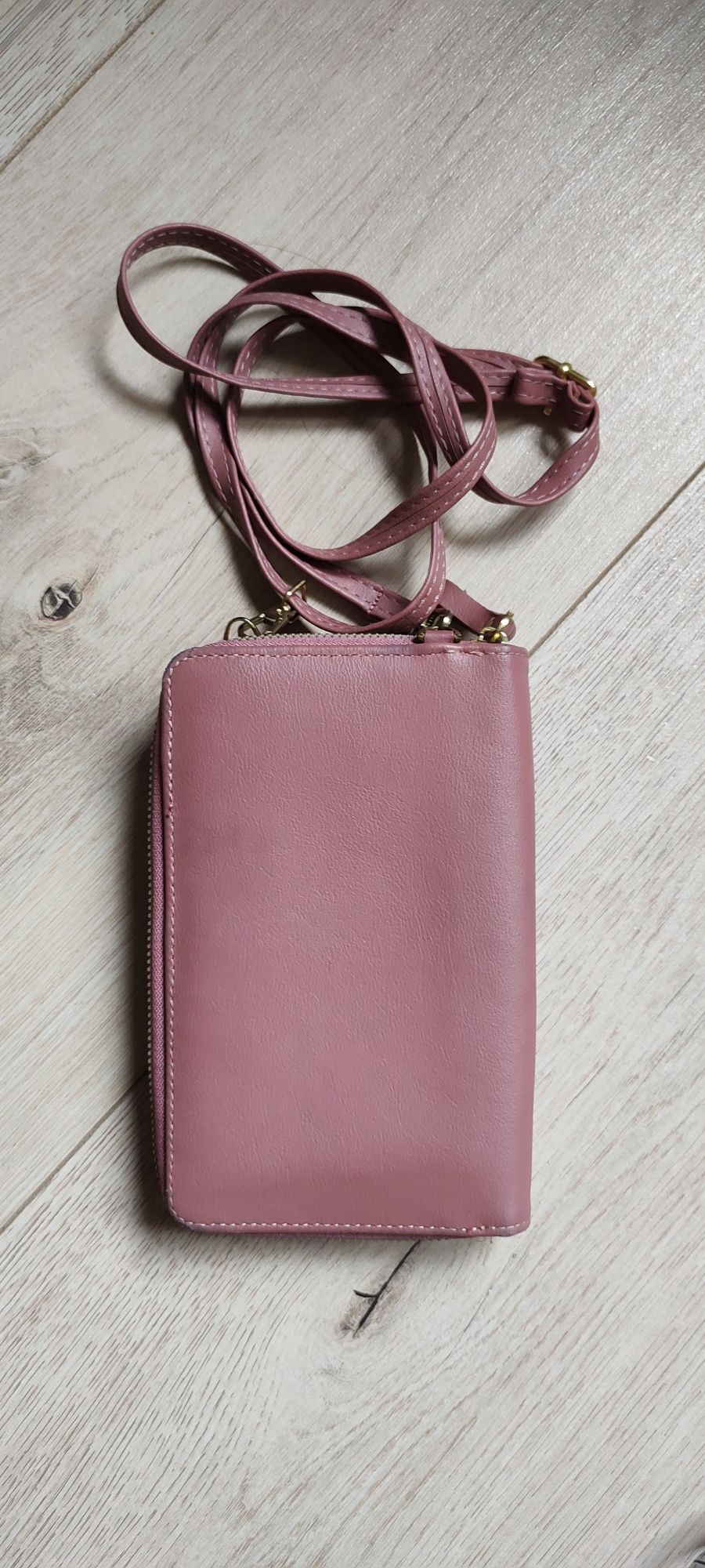Różowa mini torebka 2w1 portfel i etui na telefon