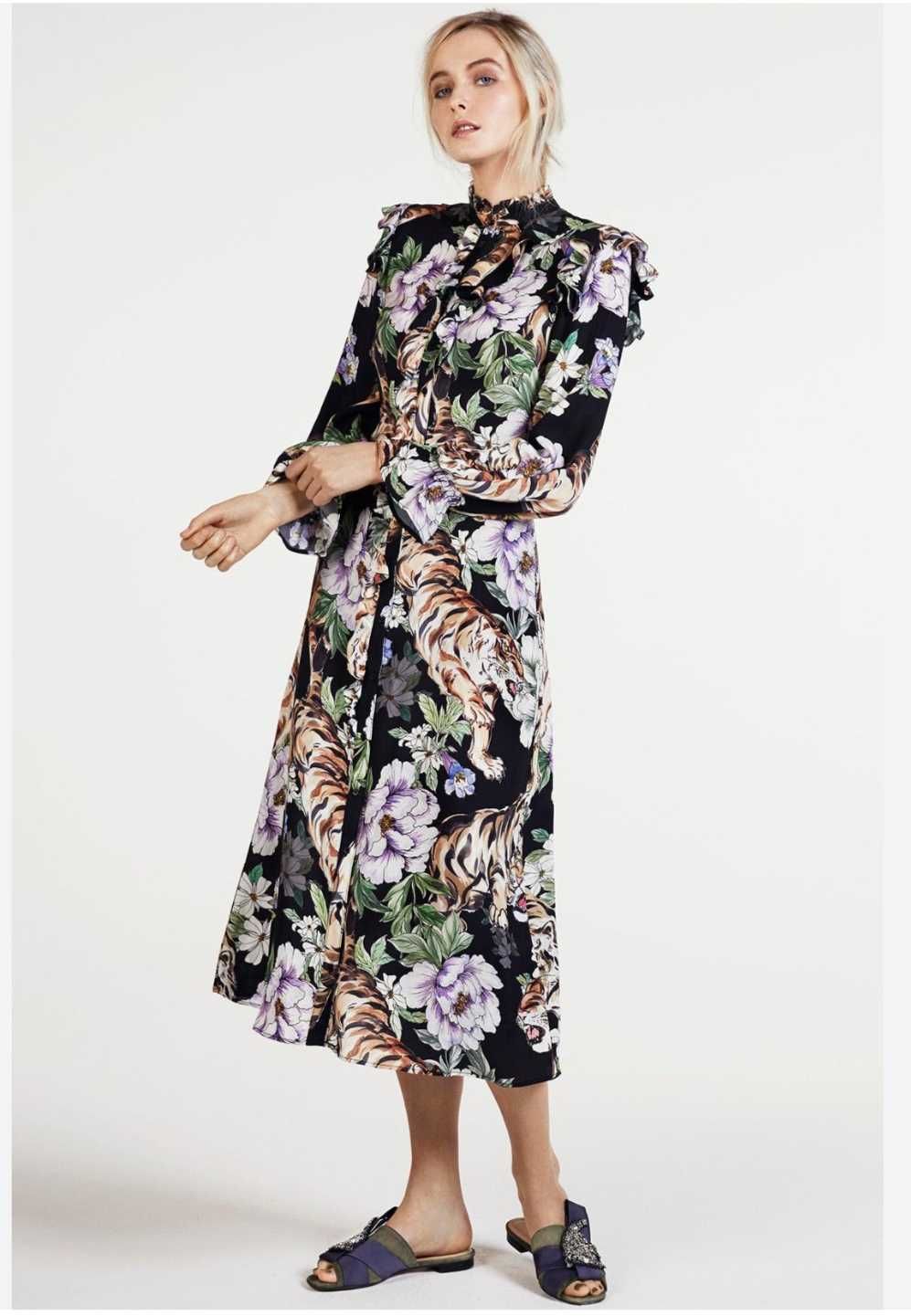 Przepiękna sukienka midi maxi H&M kwiaty wiskoza 38 M