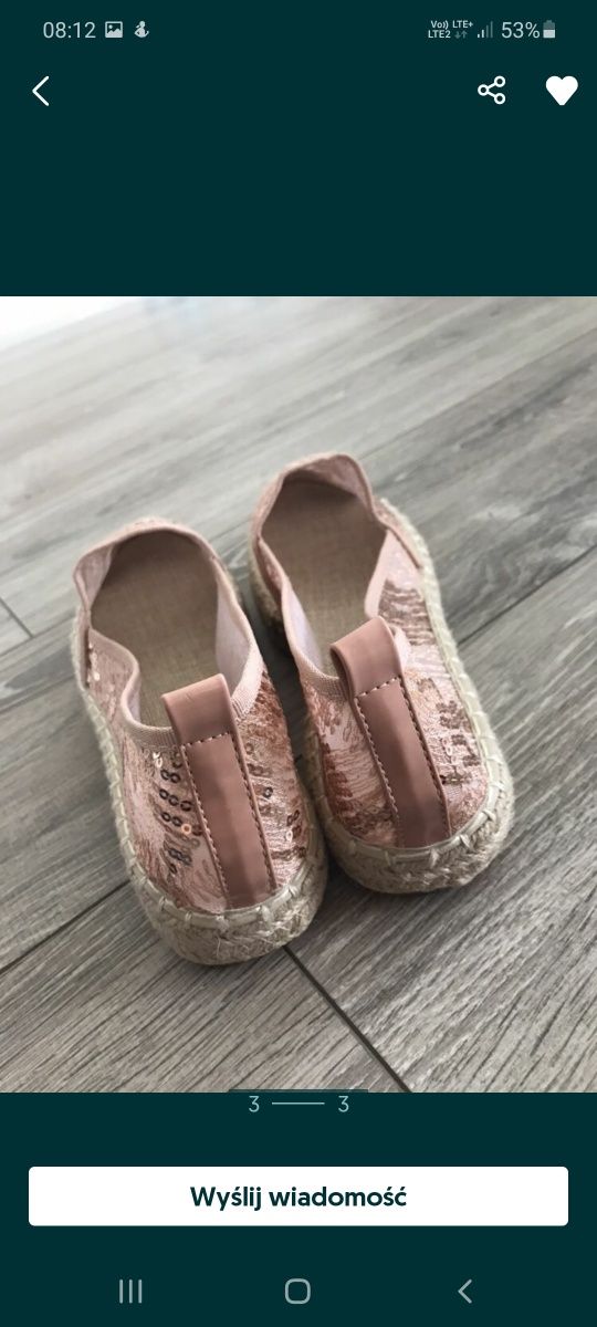 Nowe śliczne espadryle  pudrowy róż