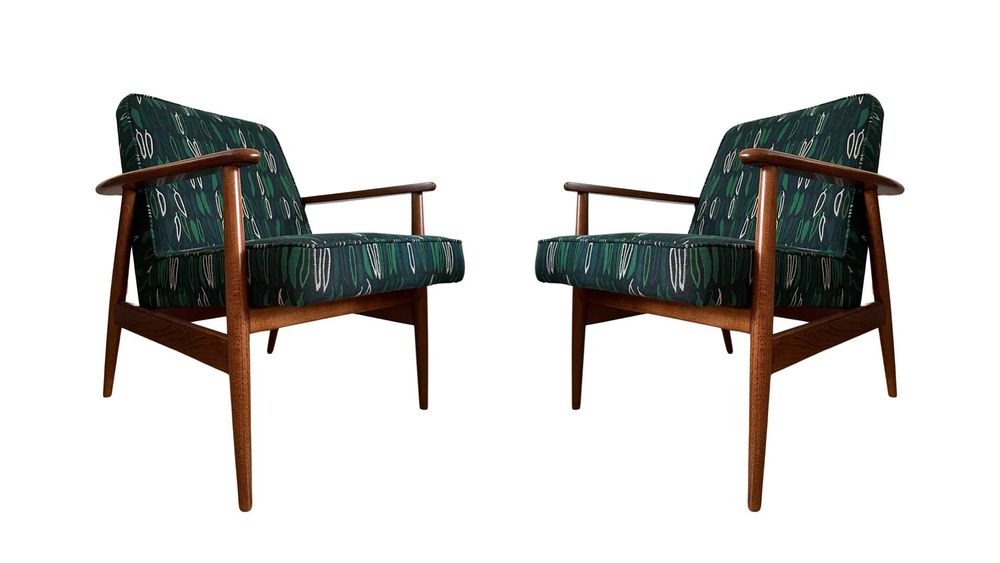 Fotele vintage midcentury prl Juliusz Kędziorek, po renowacji, lata 60