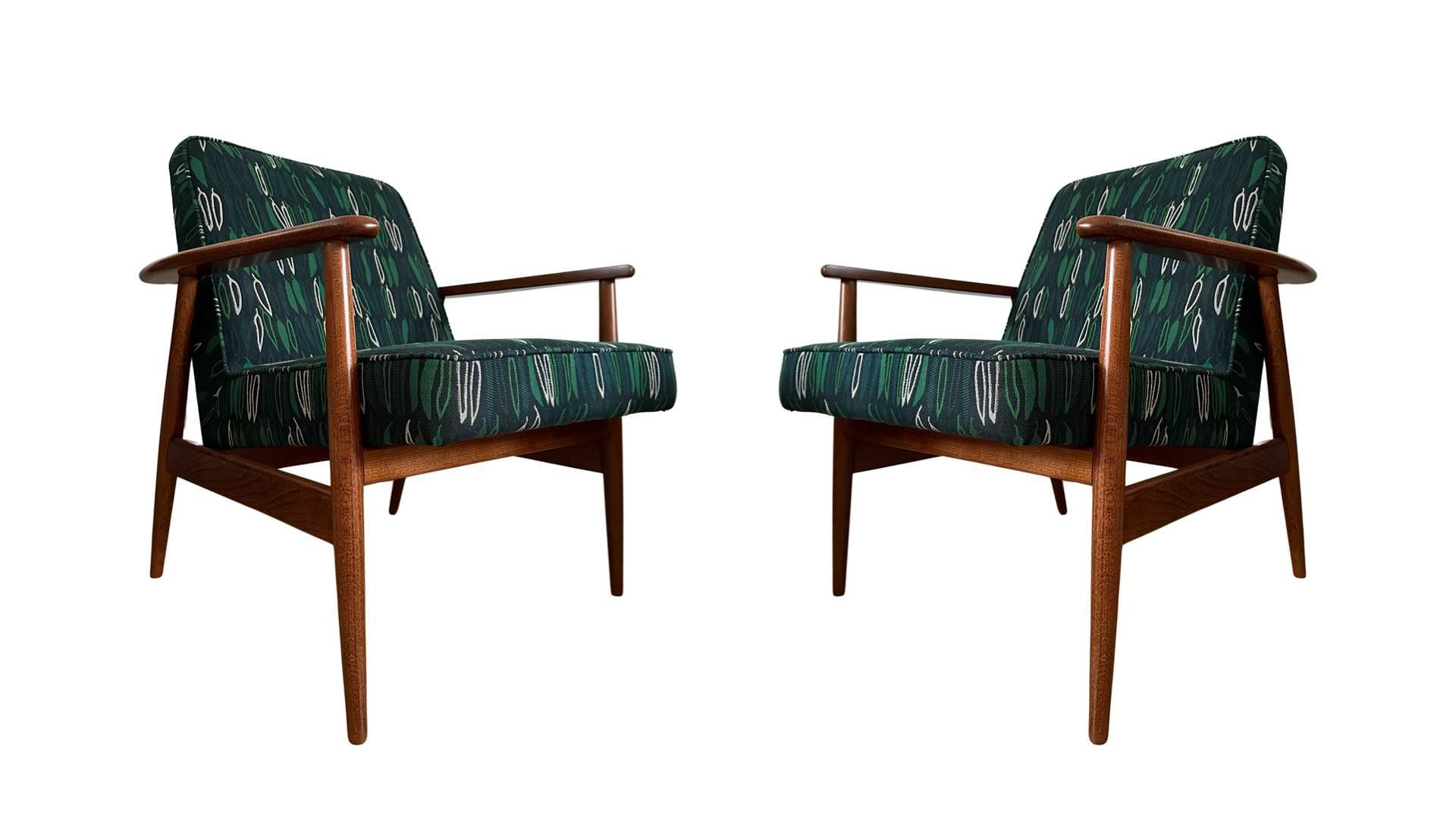 Fotele vintage midcentury prl Juliusz Kędziorek, po renowacji, lata 60