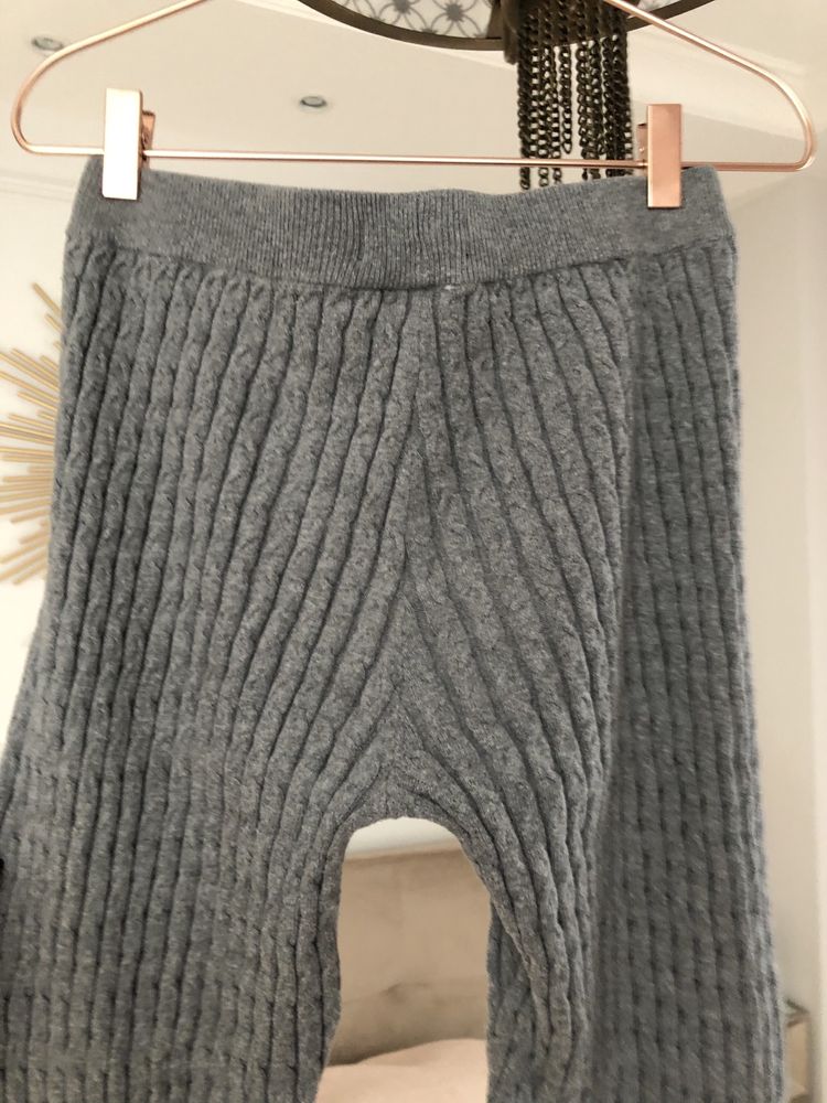 Reserved dzianinowe spodnie dresowe szare joggery legginsy splot