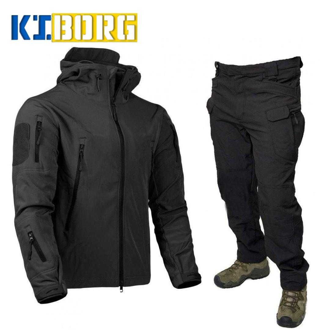 Тактичний військовий костюм Softshell Tactic Demi - чорний (весна)