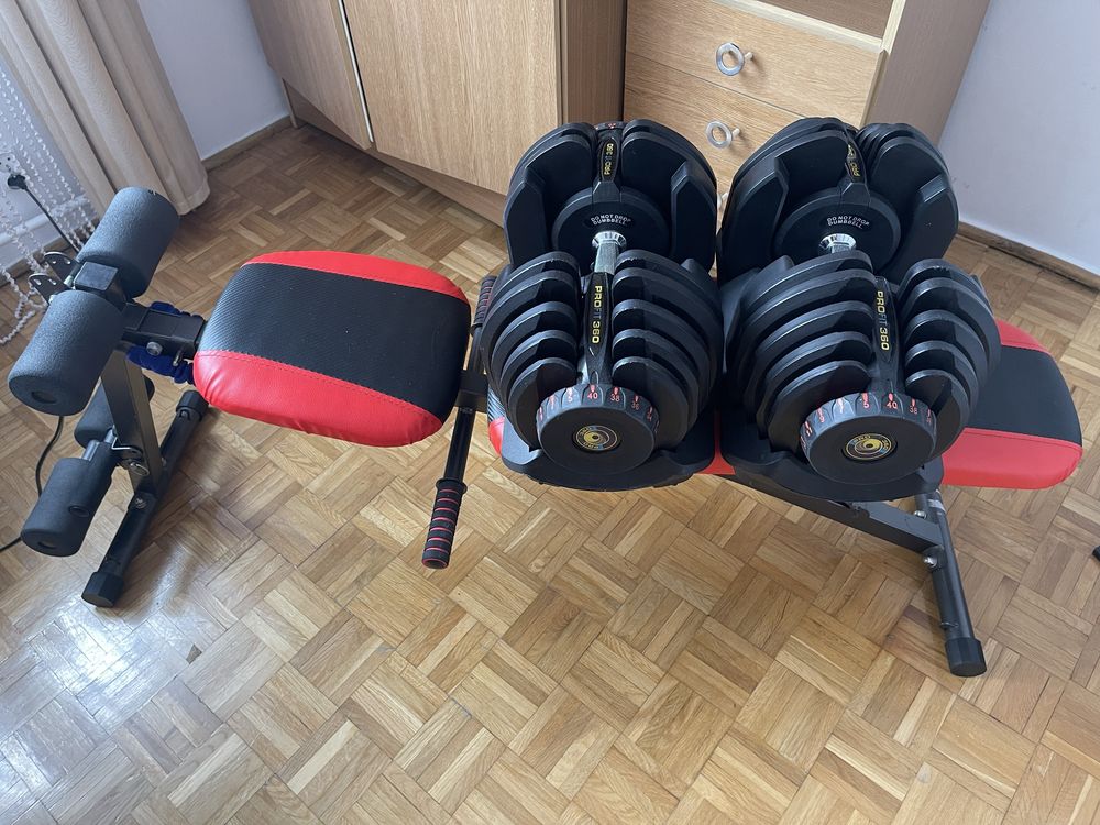 Hantle regulowane 2x40kg+ ławka