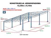 Wiata rolna Konstrukcja skręcana garaż 8m x 12,3m Hala Magazyn Blaszak