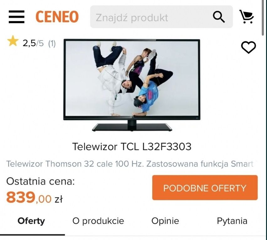 Telewizor marki TCL Model L32F33038, 32 cali

Sprzedam używany telewiz