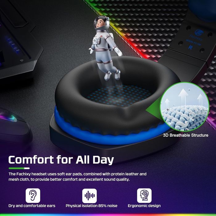 Fachixy Fc100 Słuchawki Gamingowe Rgb Z Mikrofonem Ps5 Pc Xbox