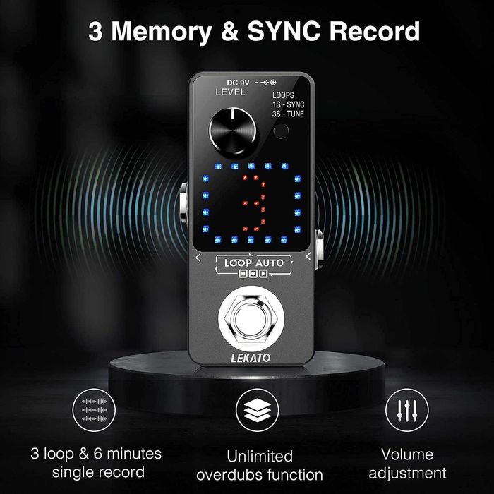 LEKATO Potrójny Looper zintegrowany tuner elektryczny mini pedał