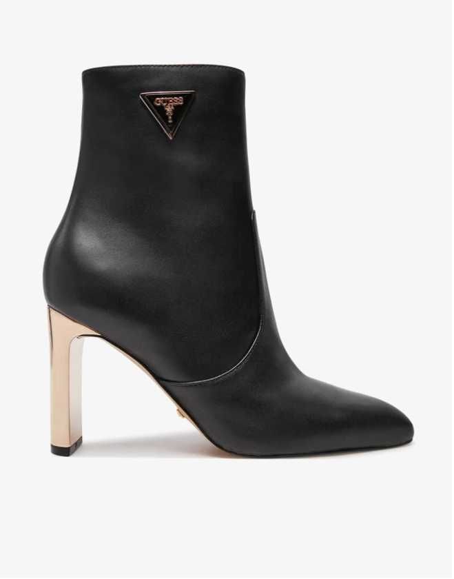 Guess Botki na obcasie Caitte FLDCAT LEA10 Czarne skórzane Premium R41