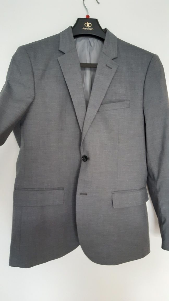 Garnitur męski casual szary H&M, skinny fit L, slim fit M