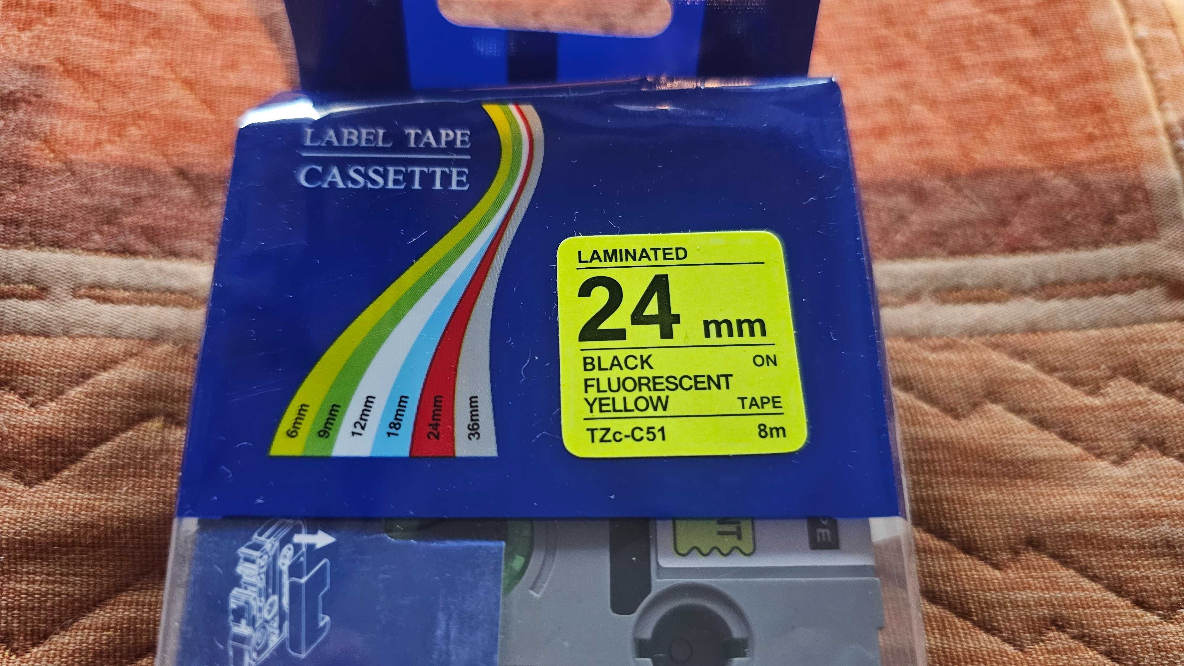 Taśma do drukarki etykiet Brother TZc-C51 fluorescencyjny żółty 24mm