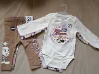 Komplet, zestaw Disney body, legginsy, getry 6-9m /74cm/nowe