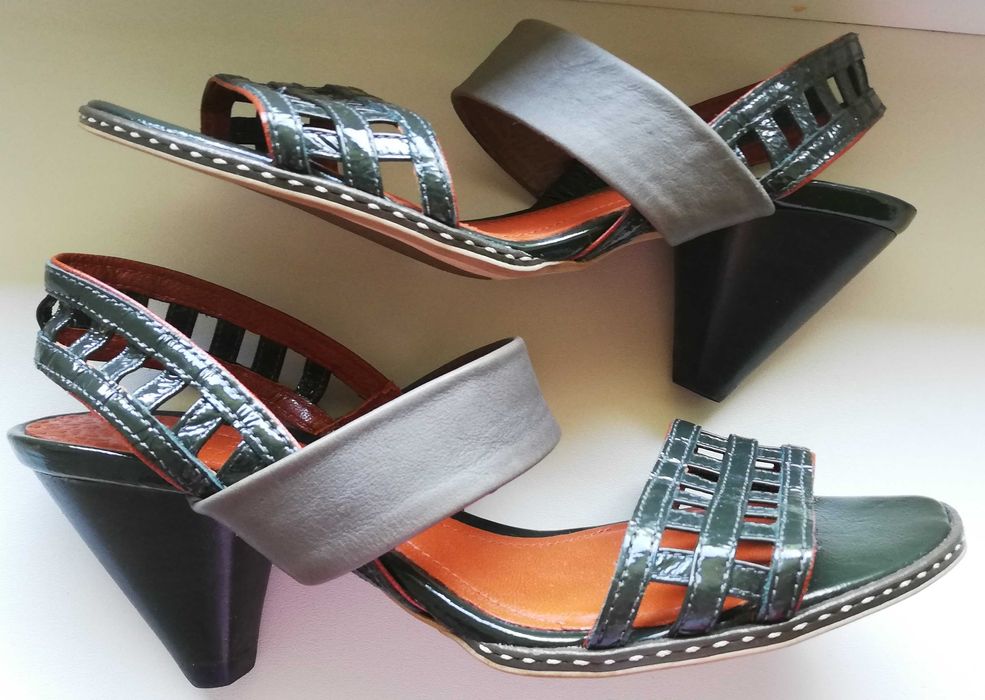 nowe skórzane sandały damskie na klocku 35 / 35,5 skóra naturalna