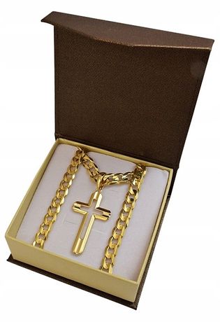 Łańcuszek Złoty Pancerka z Krzyżykiem pr. 585 + Grawer / Nowy z Metką