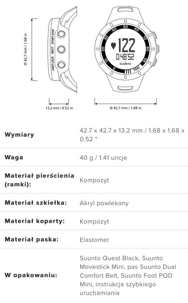 Zegarek sportowy Suunto Quest Running Pack