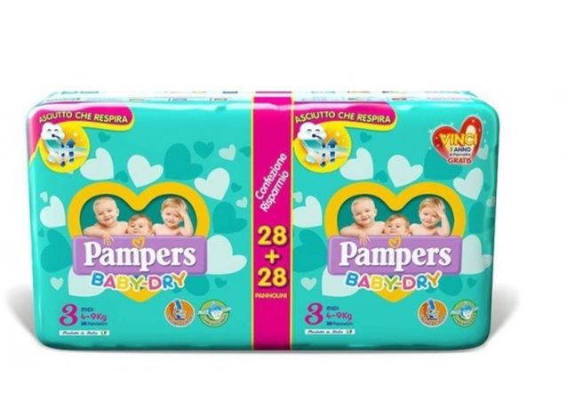 Подгузники Pampers Baby dry 3 размер (4-9 кг) 56 шт