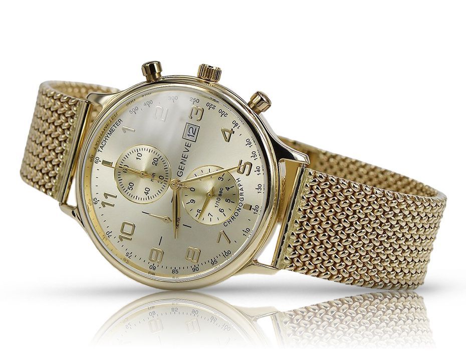 Złoty zegarek 14k 585 z bransoletą męski Geneve mw005y&mbw014y Gdańsk