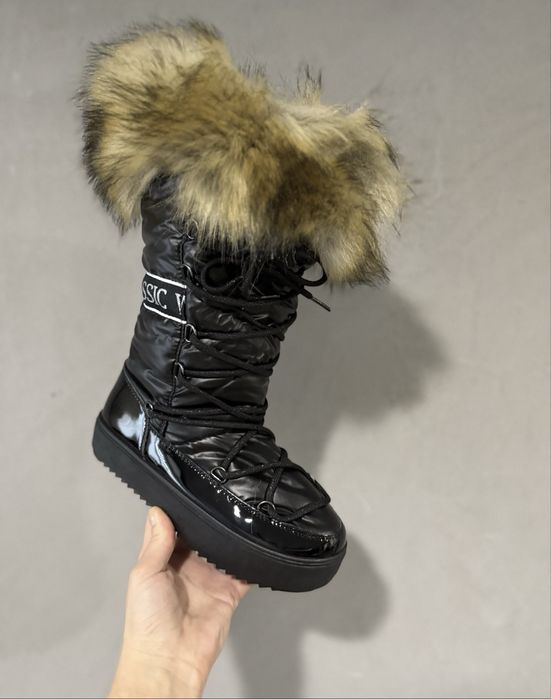 Czarne śniegowce, śniegowce damskie, buty zimowe, kozaki, botki, 36