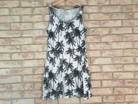 Letnia biało-czarna sukienka w palmy Esmara rozmiar L 40
