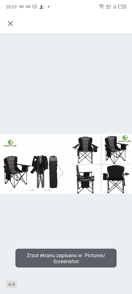 Fotel krzesło kempingowe turystyczne Alpha Camp