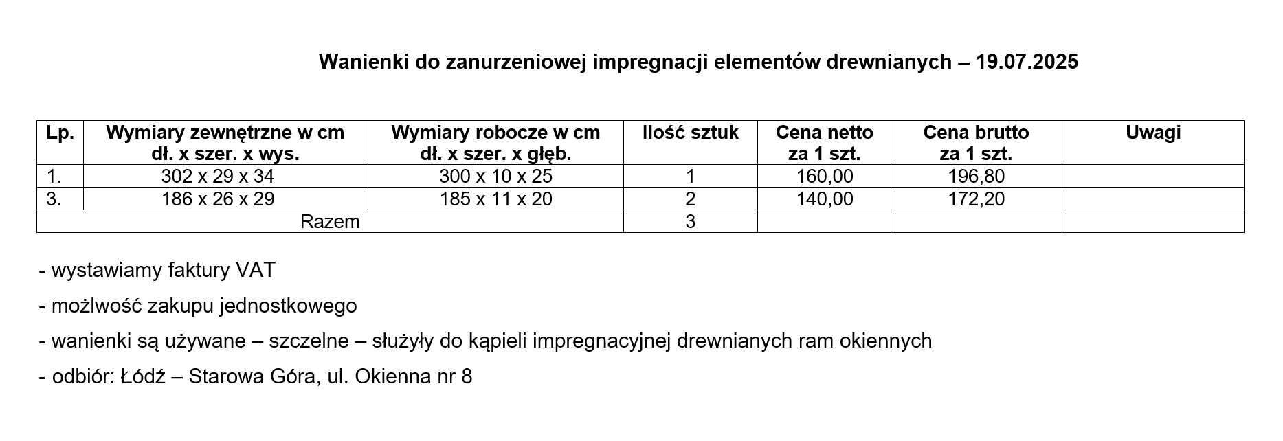 Wanna do zanurzeniowej impregnacji drewna