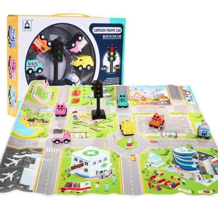 Zestaw autek + mata z drogą