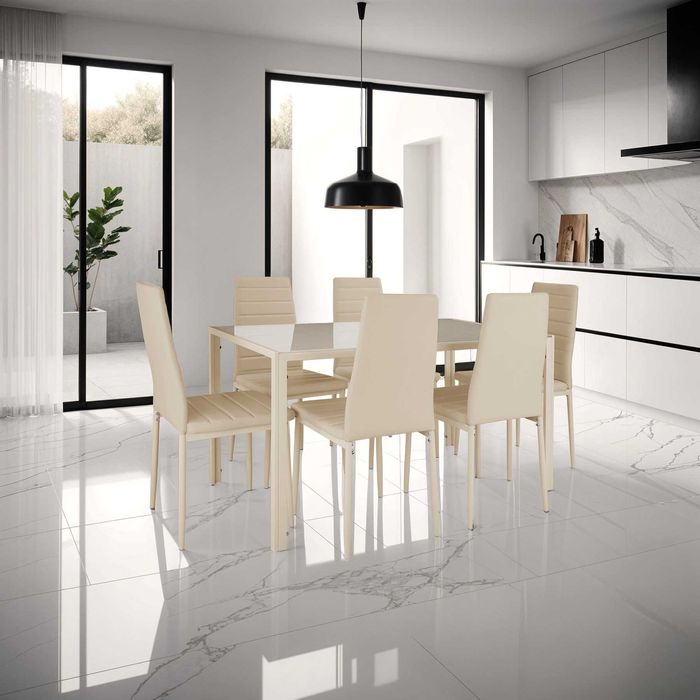 Zestaw 4 krzeseł do jadalni Thomas beżowy lub biały OUTLET