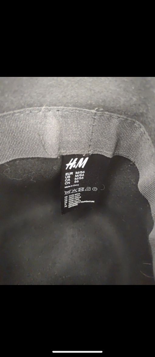 H&M Nowy czarny kapelusz damski 100% wełna