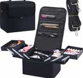 Czarny kuferek kosmetyczka duża 25x28x20 przenośny makeup organizer