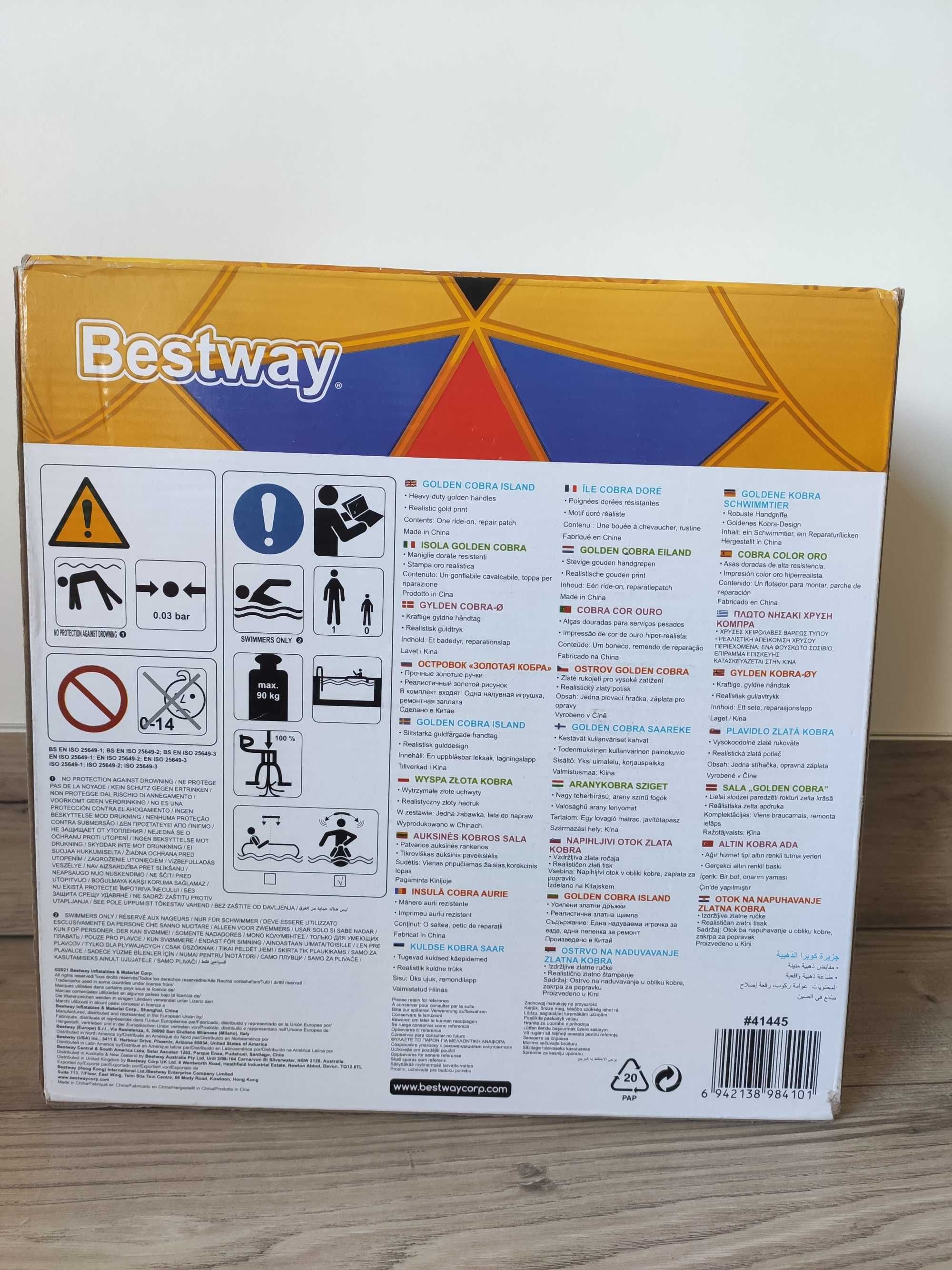 Złota kobra 180x146 Bestway 41445 pływak basenowy