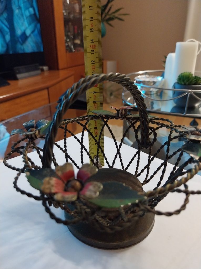 Cesta filigrana banhada em prata ( não limpa)