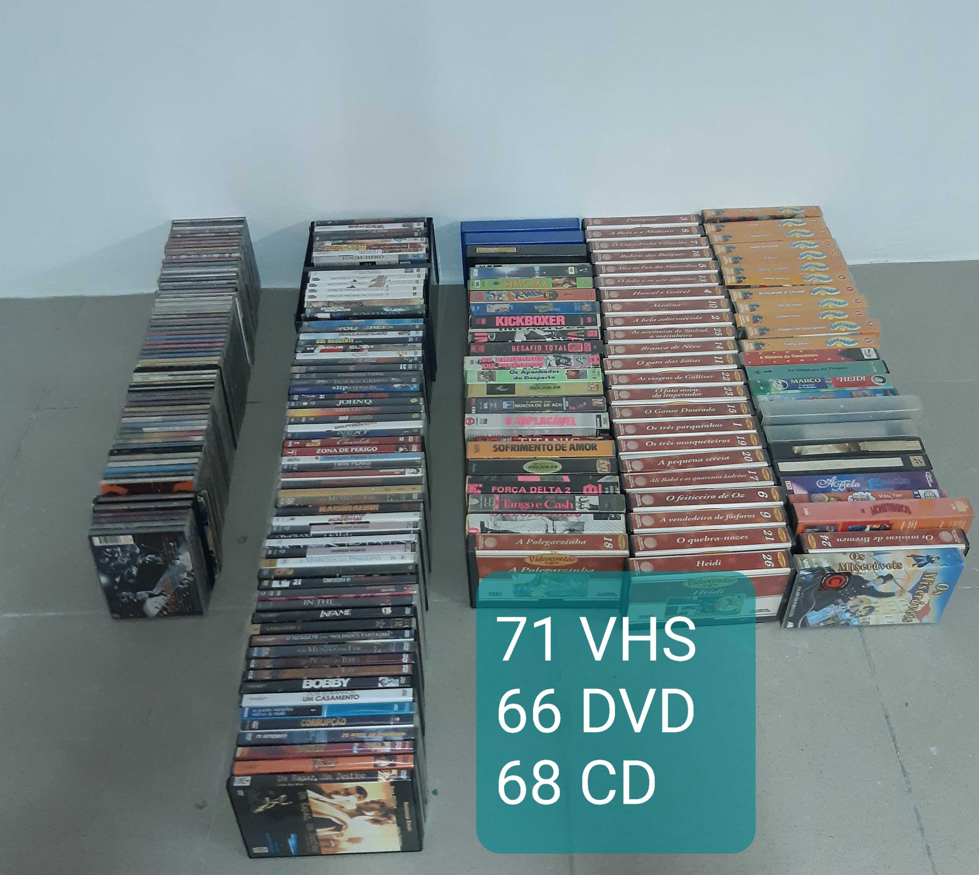 Lote CD/DVD/VHS (205 unidades)
