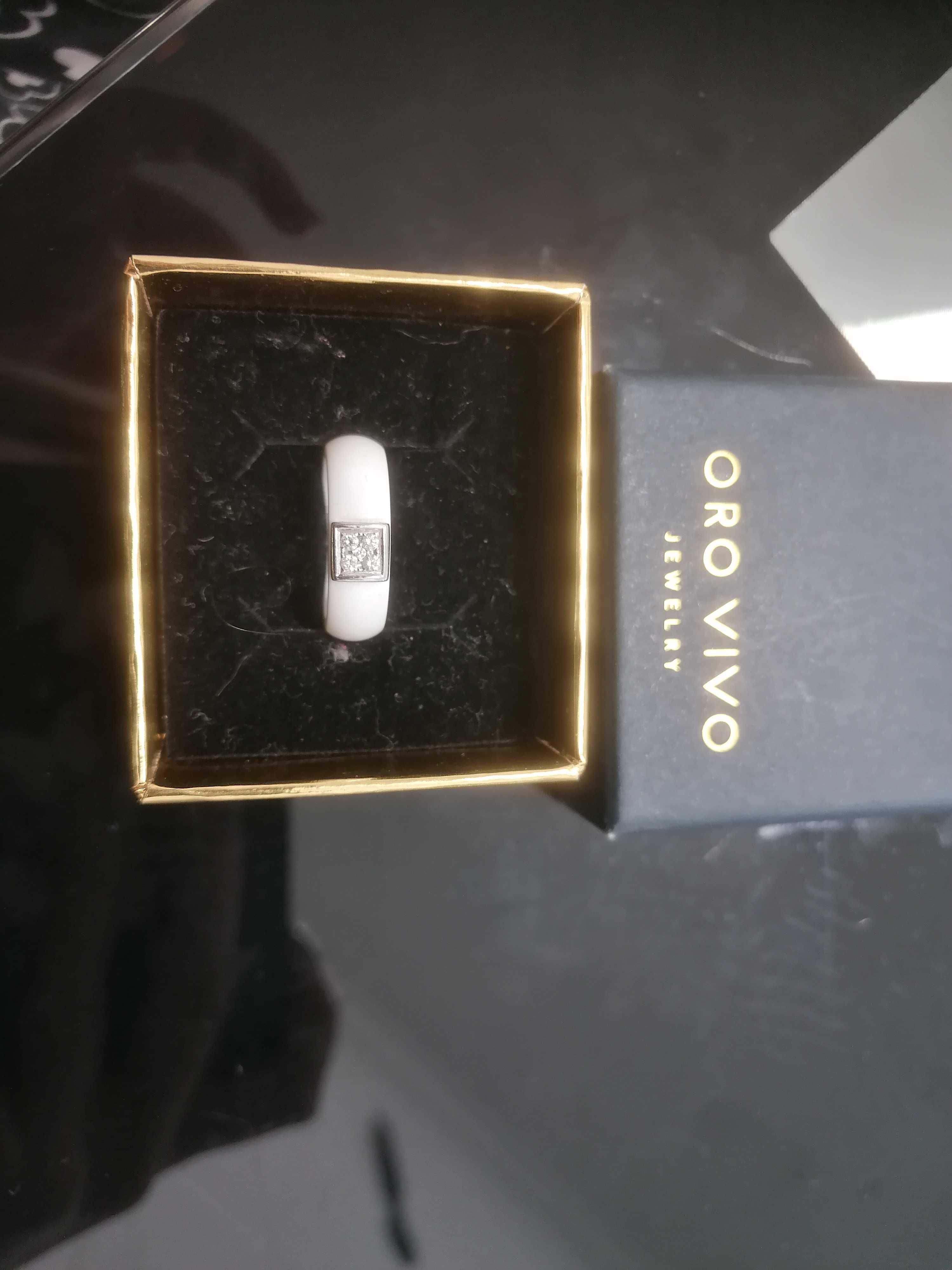 Anel cerâmica com diamantes Tam. 14
