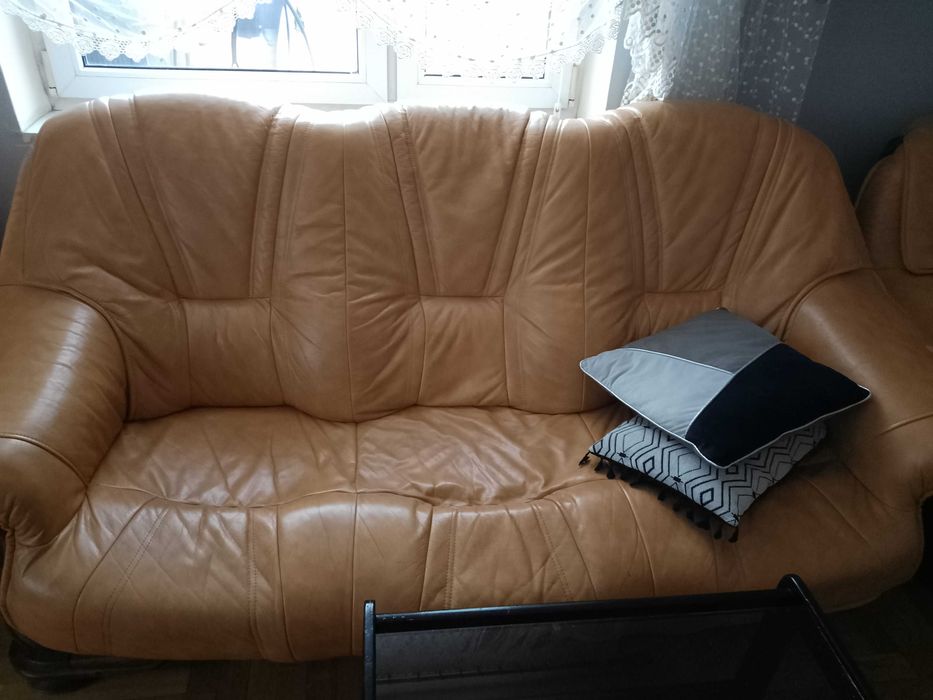 Wypoczynek komplet wypoczynkowy kanapa+2 fotele skóra naturalna