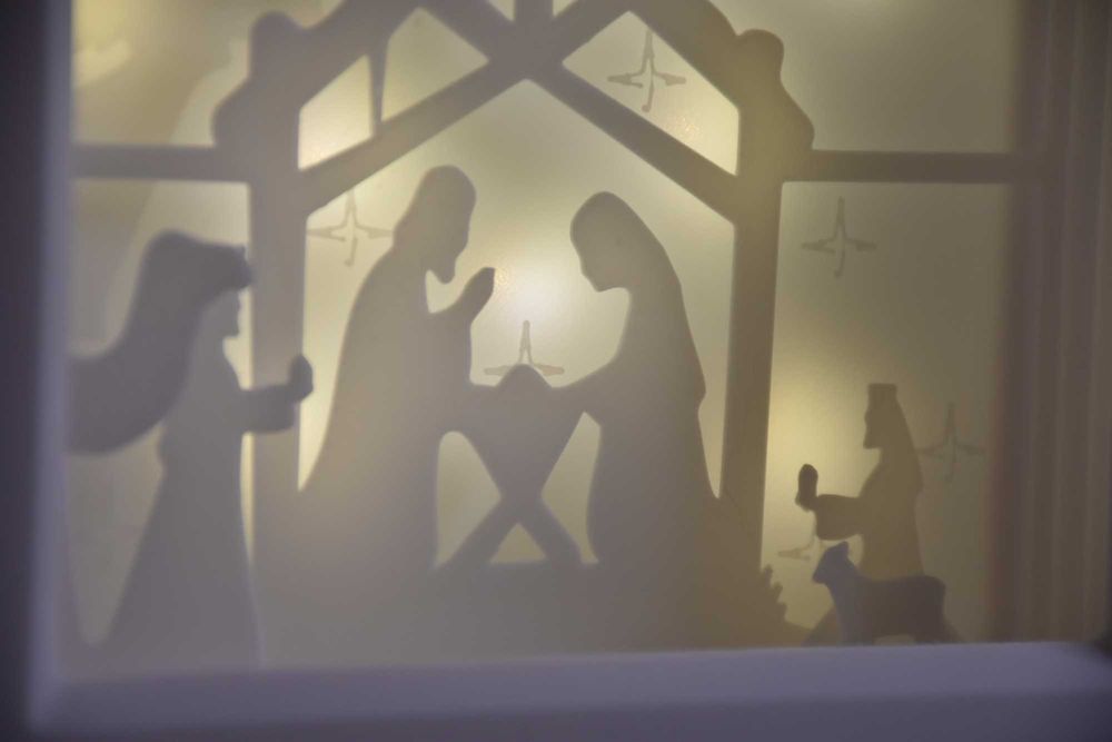 Caixa de luz de Natal de presépios com Jesus, com RGB ou cor branca