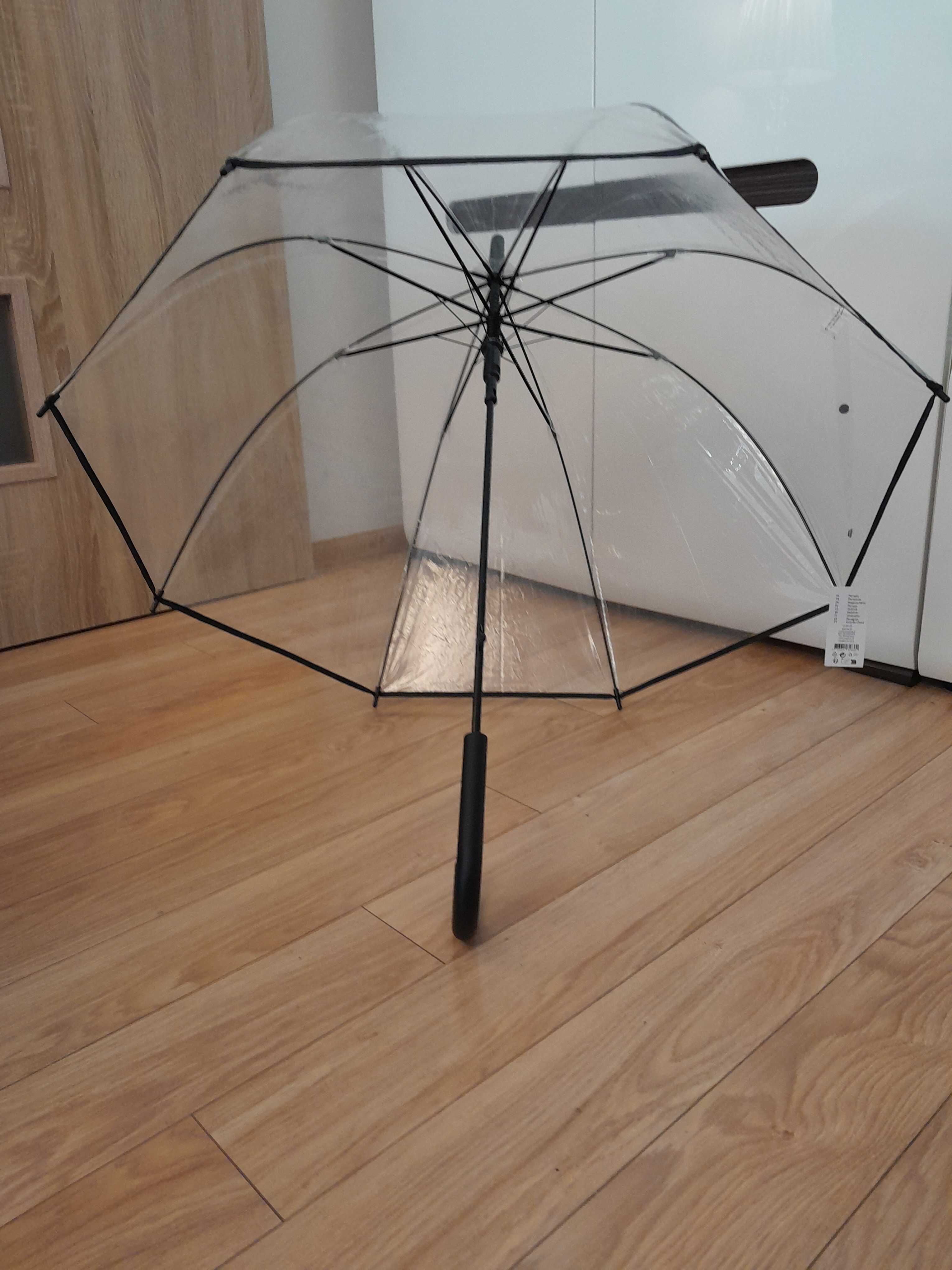 Nowy parasol średni, transparentny XL, Półautomat. _ Windproof