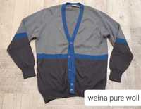 Sweter pulower zapinany wełna L (52)pure new whole