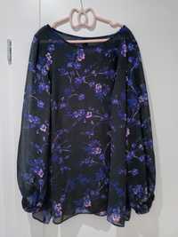 Elegancka bluzka XL/2XL długi rękaw na wiosnę do pracy kwiatowy print