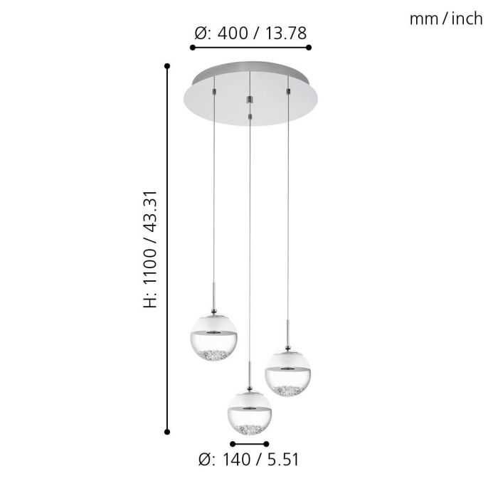 MONTEFIO 1 Lampa wisząca, żyrandol Glamour z kryształami wiszący