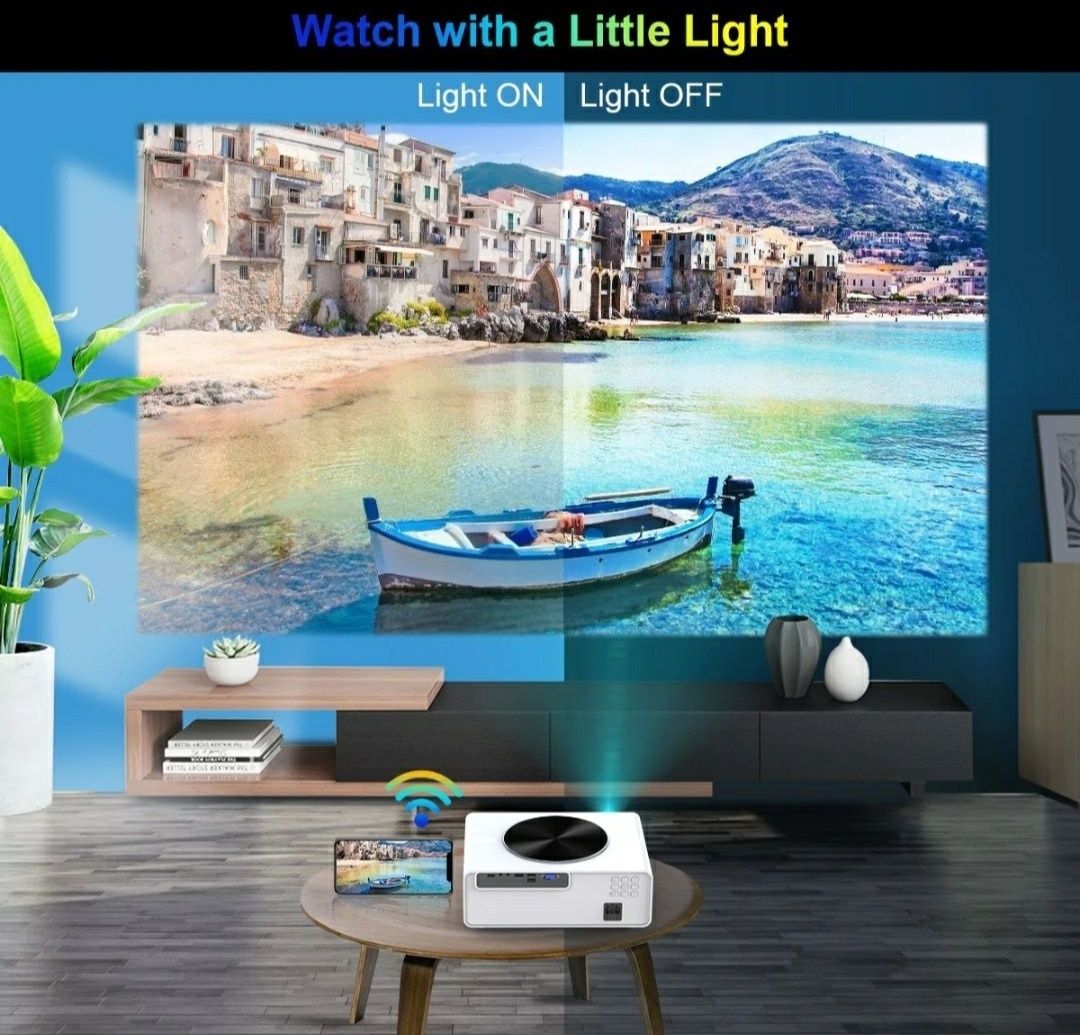 Projector led 7800 lumens + WiFi incorporado / NATIVA 1080P / Imagem a