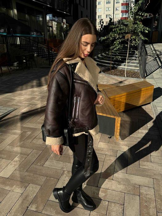 Дублянка жіноча S M L XL еко-вовна коричнева бежева до -10