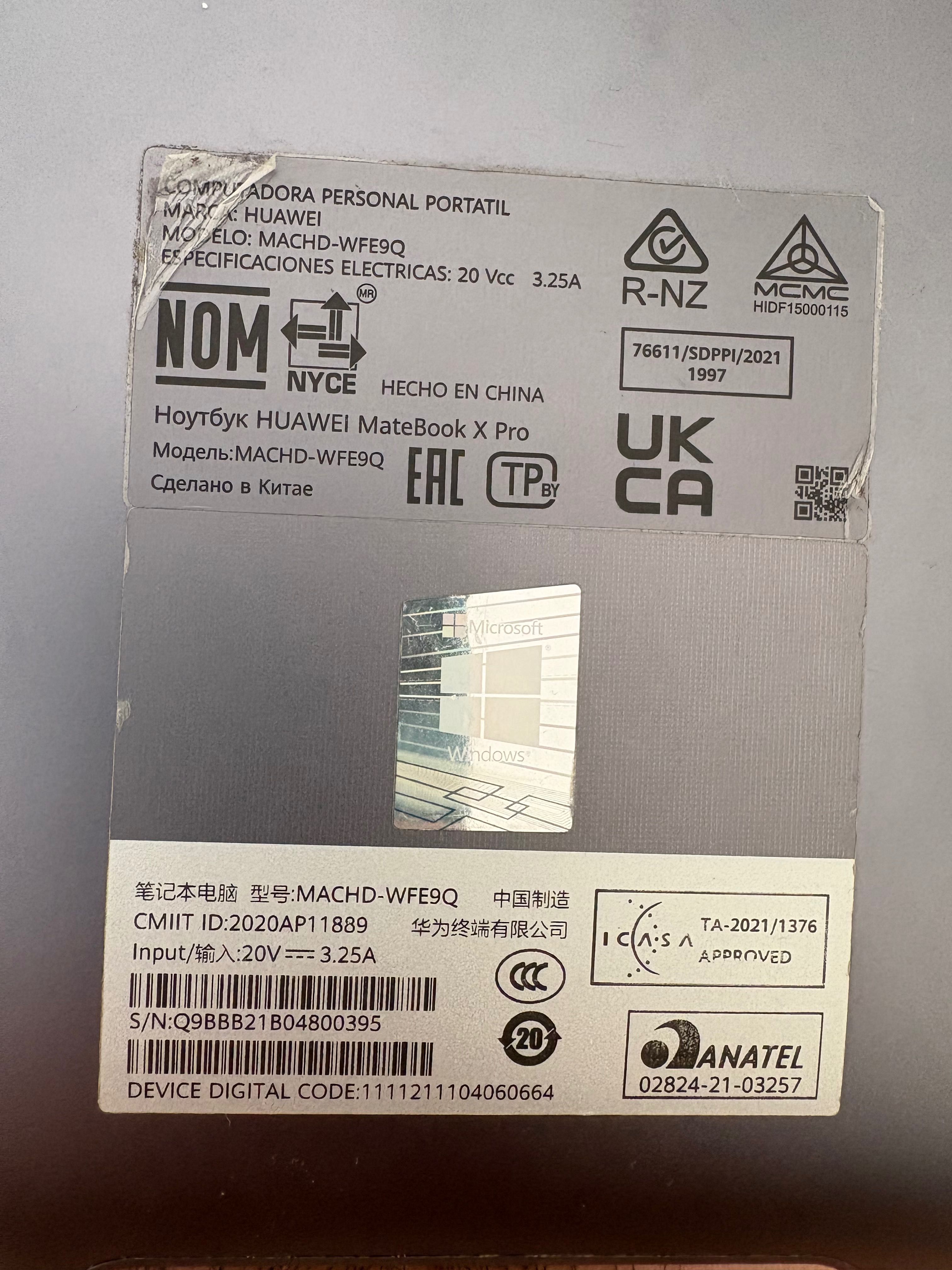 Portátil Huawei I7 usado