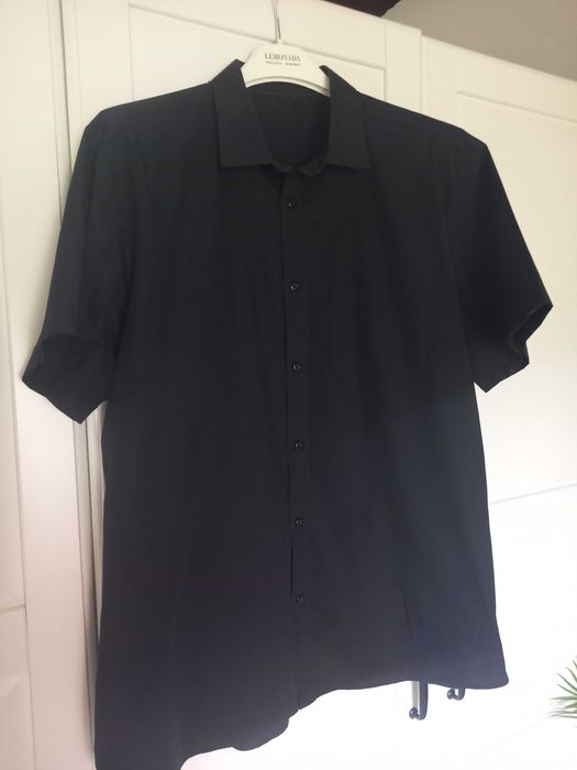 Czarna męska koszula z krótkim rękawem XL 43/44