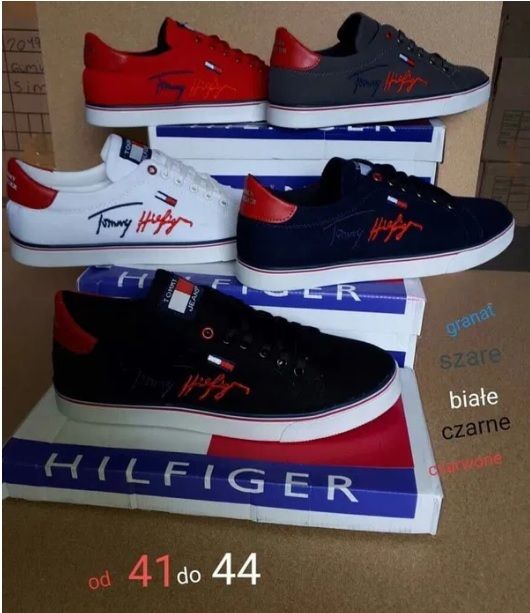 TOMMY HILFIGER Roz. 43 Białe / Czarne / Czerwone / Szare / Granatowe