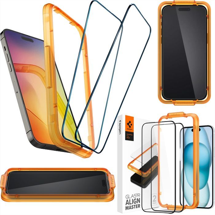 2x Szkło hartowane do Apple iPhone 15 / 16 na ekran Spigen Alm Glass