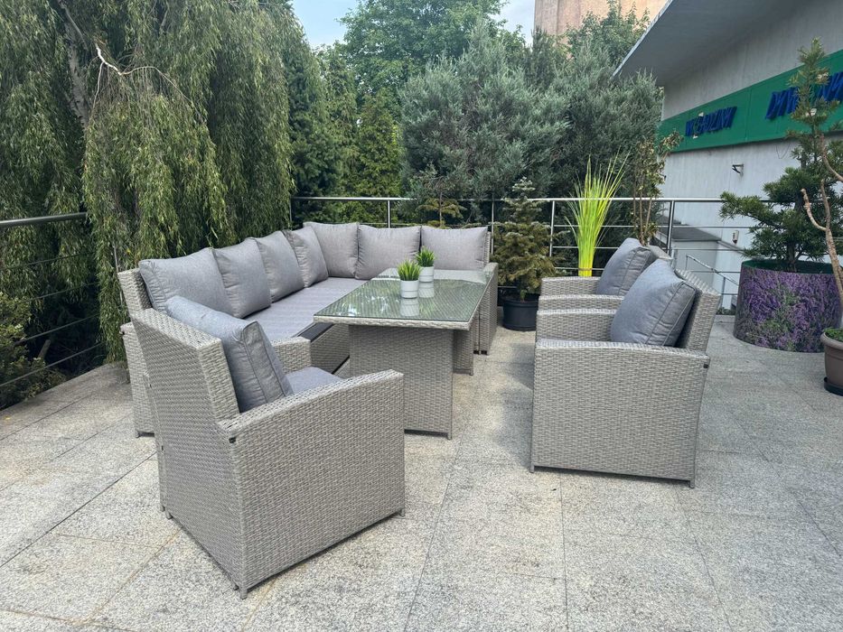 Meble Ogrodowe Premium Technorattan Narożnik Ogrodowy Szary 2 Kolory