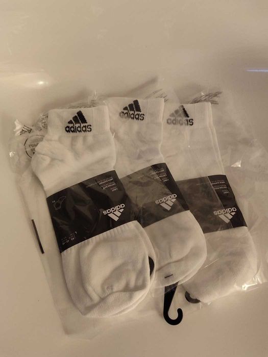 Meias Adidas curtas Light Ank Brancas size:L Pack 3 pares
