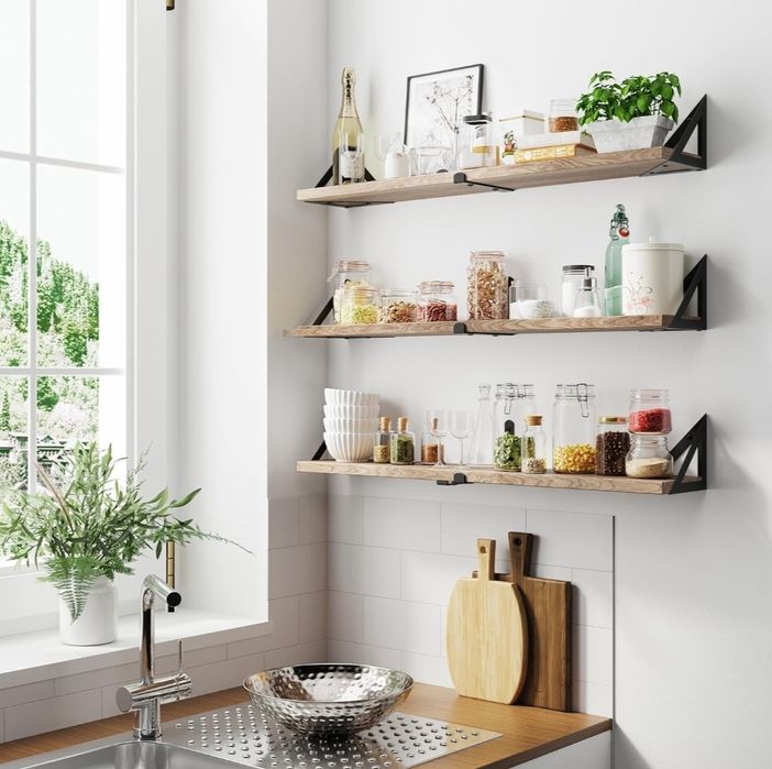 CASSA wiszący regał na książki montowany na ścianie, zestaw 3 sztuk