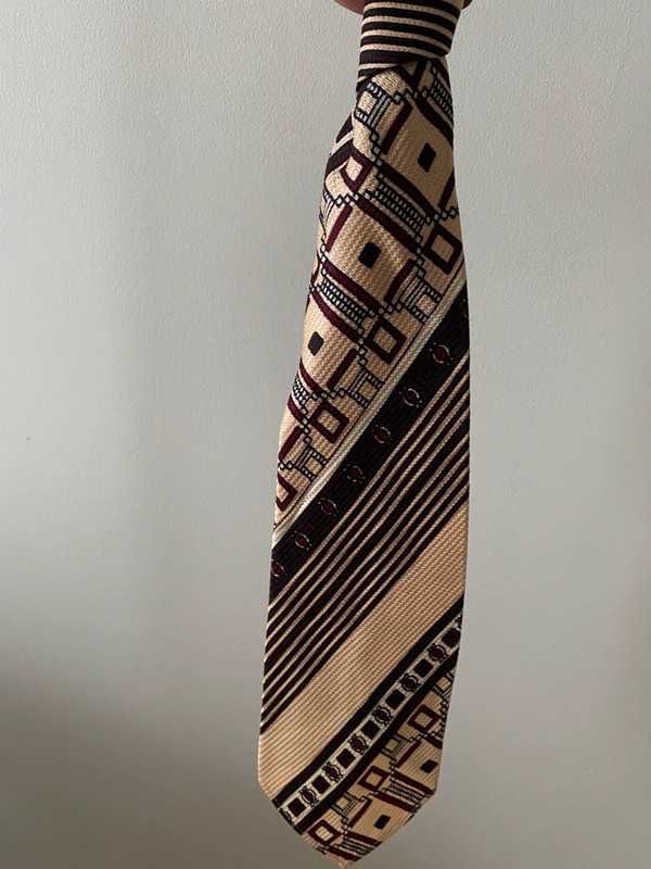 Krawat męski vintage beżowo brązowy